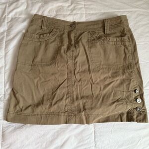 Casual Olive Green Cotton Skirt